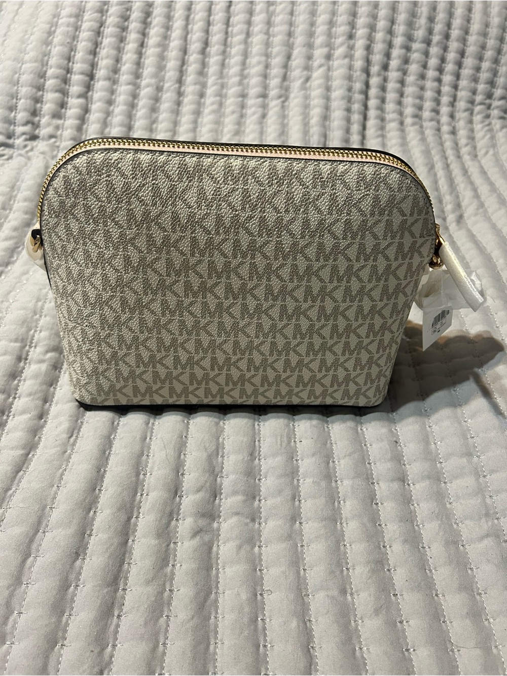 Michael Kors Ivory/Taupe Signature MK Crossbody Bag - Picture 3 of 6